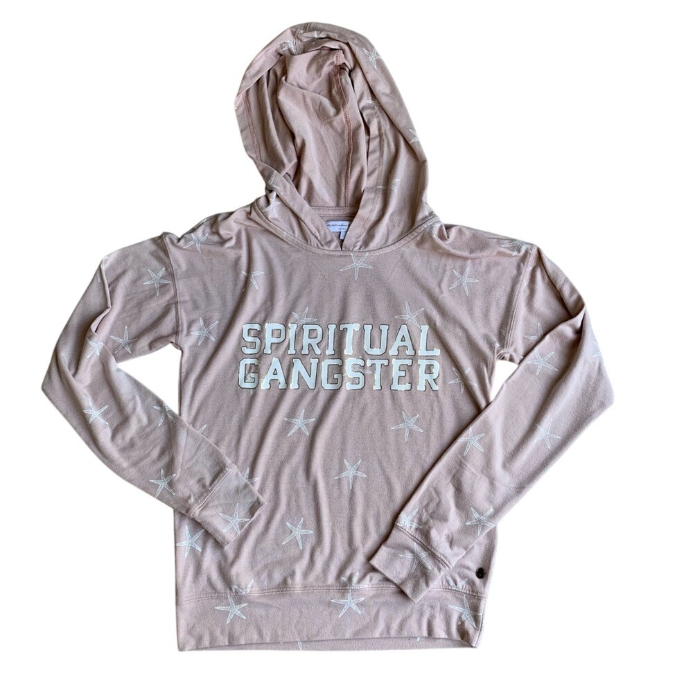 Spiritual Gangster Shirt Long Sleeve Hooded Pink Starfish Size XS‎